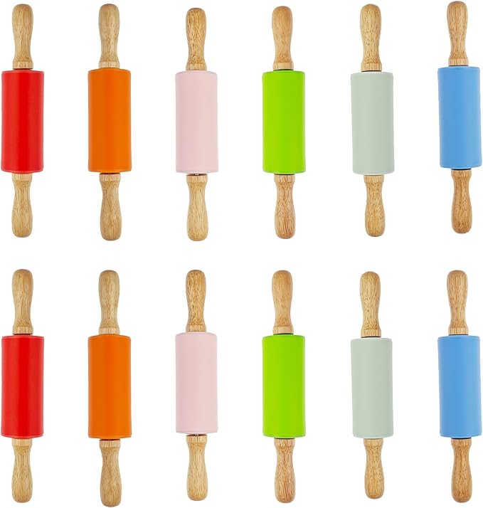 12 Pack Small Rolling Pin for Kids, 9 Inch Kids Rolling Pin for Home Kitchen by Miokun
