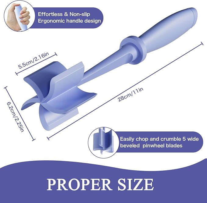 2 Pack Meat Chopper, 5 Curve Blades Ground Beef Masher, Nylon Hamburger Chopper - Image 4