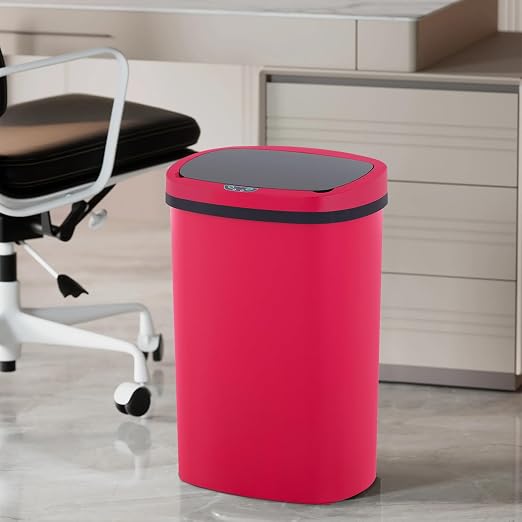 PayLessHere | 13 Gallon Plastic Trash Can | Red | Automatic Touchless Lid - Image 6