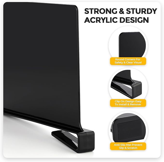 JOY DECOR 2 Pack Acrylic Matte Black Shelf Dividers - Image 5