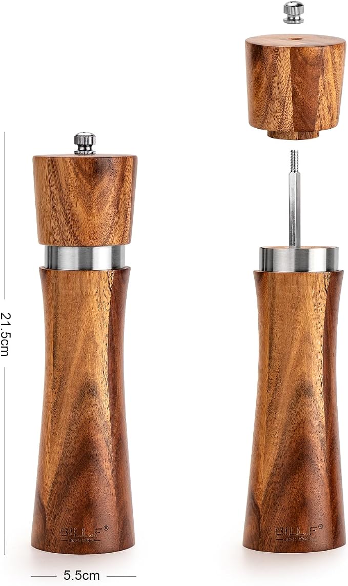 Pepper Grinder, Wood Salt and Pepper Grinder Mills Sets, Acacia Wood Manual - Image 7