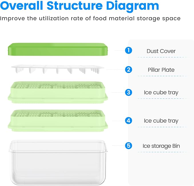 PHINOX Ice Cube Tray With Lid and Bin, Ice Trays - Image 8