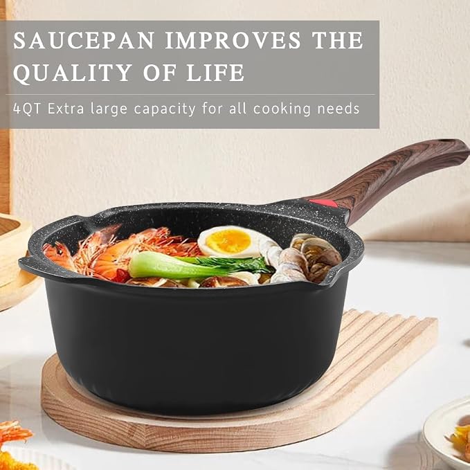 VINCHEF Nonstick Stockpot With Lid 4 Quart, Large Saucepan with Stay Cool Handle - Image 2