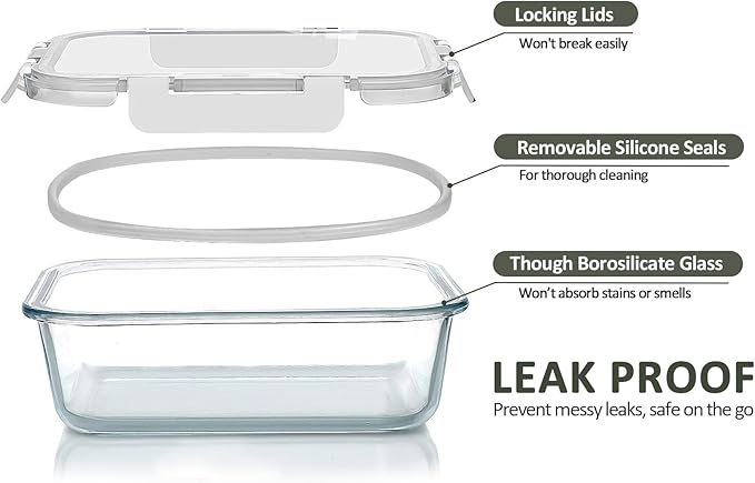 M MCIRCO 10-Pack 22 Oz Glass Meal Prep Containers - Image 3
