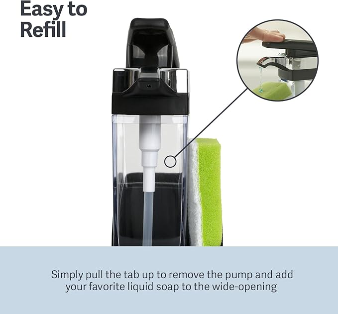 Casabella Sink Sider Solo Kitchen Soap Pump and Sponge Caddy, One-Hand Soap - Image 5