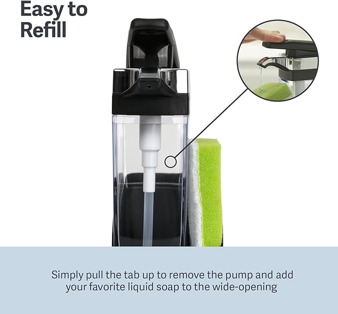 Casabella Sink Sider Solo Kitchen Soap Pump and Sponge Caddy, One-Hand Soap - Image 5