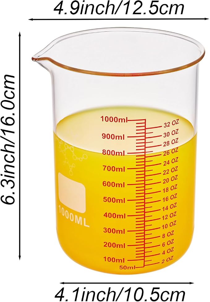 High Borosilicate Glass Measuring Cup-V-Shaped Spout, 1000ml Glass Measuring - Image 9