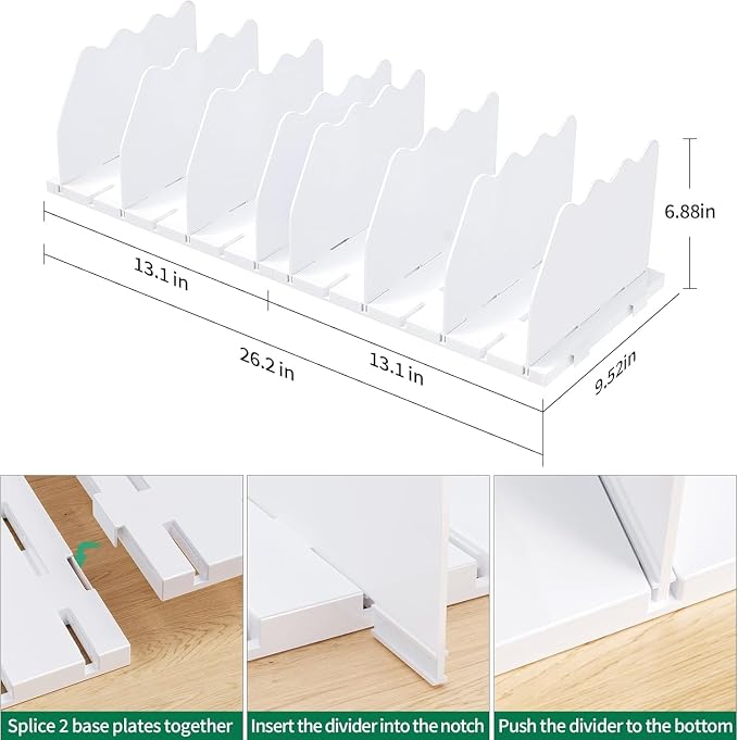 SPACEKEEPER Shelf Divider for Closet, 2 Pack Adjustable Purse Organizers - Image 2