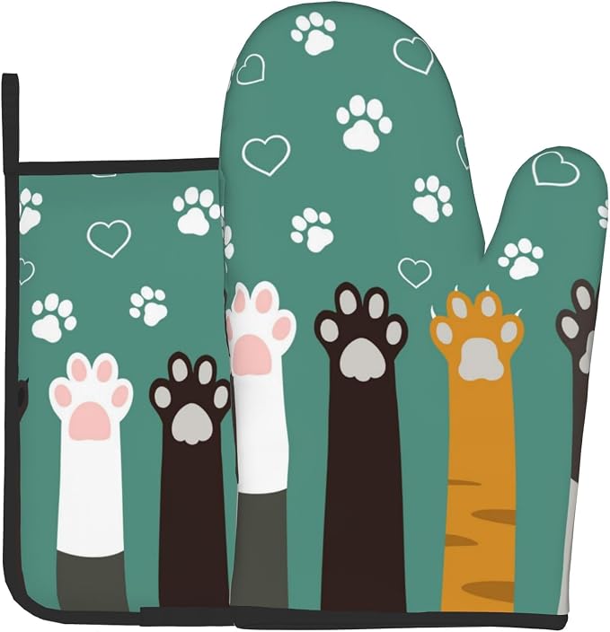 Cat Oven Mitt Potholders Sets by DZGlobal
