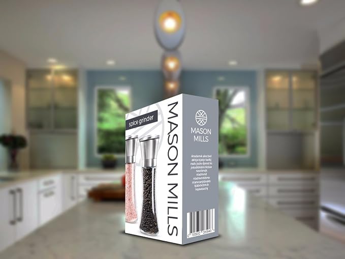 Prefilled Stainless Steel Salt and Pepper Grinder Two Piece Set - Image 6