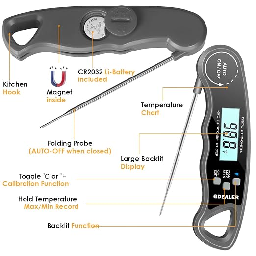 GDEALER Meat Thermometer Digital Instant Read Thermometer Ultra-Fast Cooking - Image 5