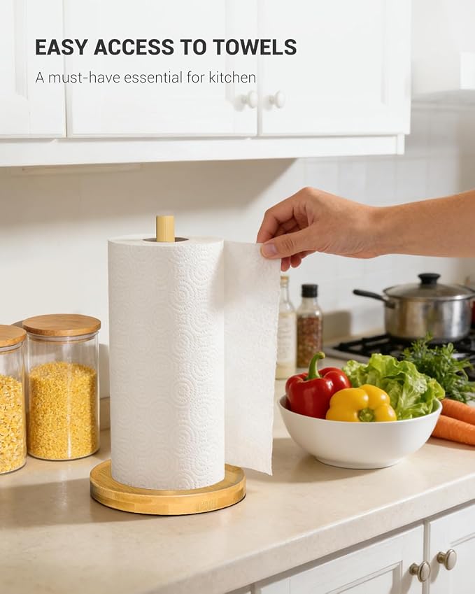 NESAPTO Paper Towel Holder Countertop, Wooden Freestanding Paper Towel Stand - Image 6
