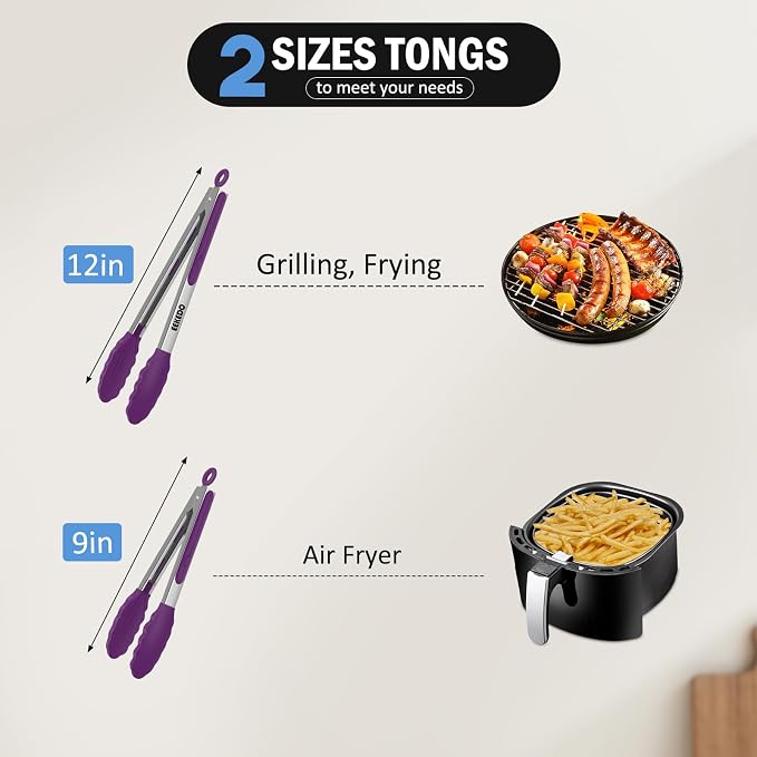 Tongs for Cooking, 600ºF High Heat-Resistant Stainless Steel Kitchen Tongs - Image 2