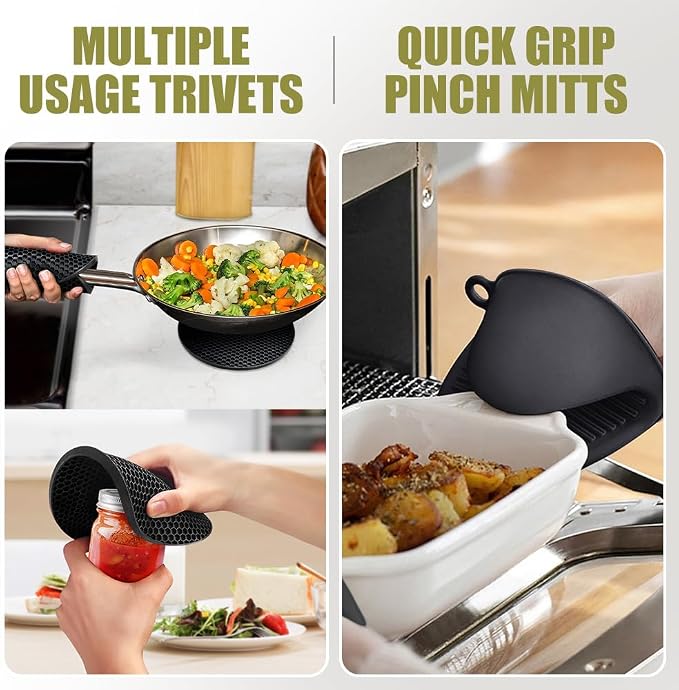Rorecay 6pcs Oven Mitts and Pot Holders Sets Heat Resistant 500 Degrees - Image 3