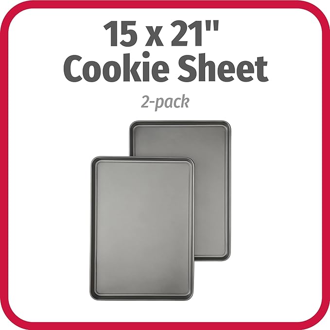 GoodCook Everday Nonstick Carbon Steel 15” x 21” Baking Sheet Set, 2 Pack – - Image 2