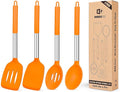 Pack of 4 Silicone Cooking Utensils Set, Non Stick Large Solid Spatulas by BUNDLEPRO