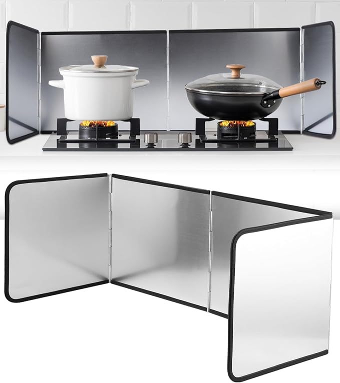 4 Sided Splatter Guard Foldable Stainless Steel Stove Splash Guard 11.8″ Height by Unknown