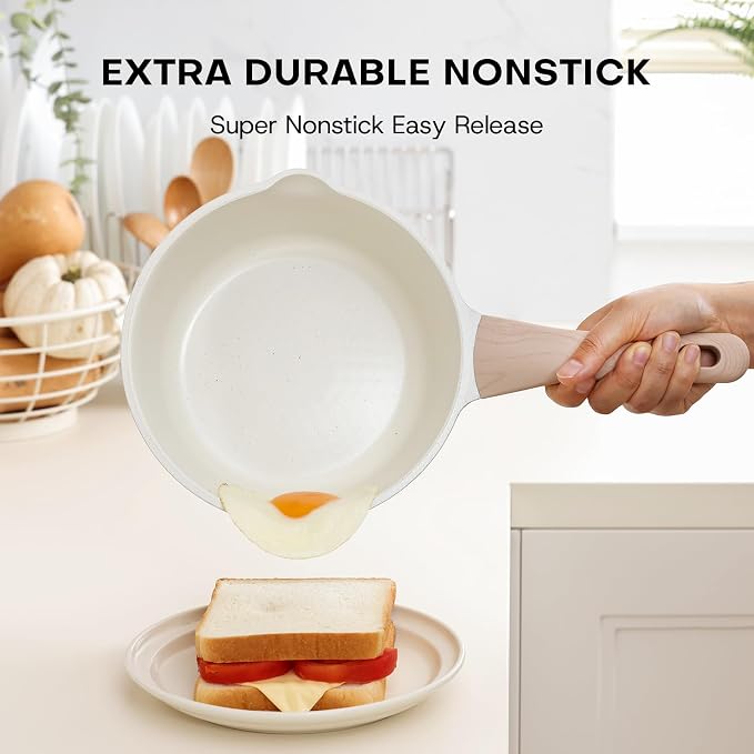 Kordisen Sauce Pan Set with Lid, 1.5Qt & 2.5 Qt Nonstick Cooking Pots with Pour - Image 3