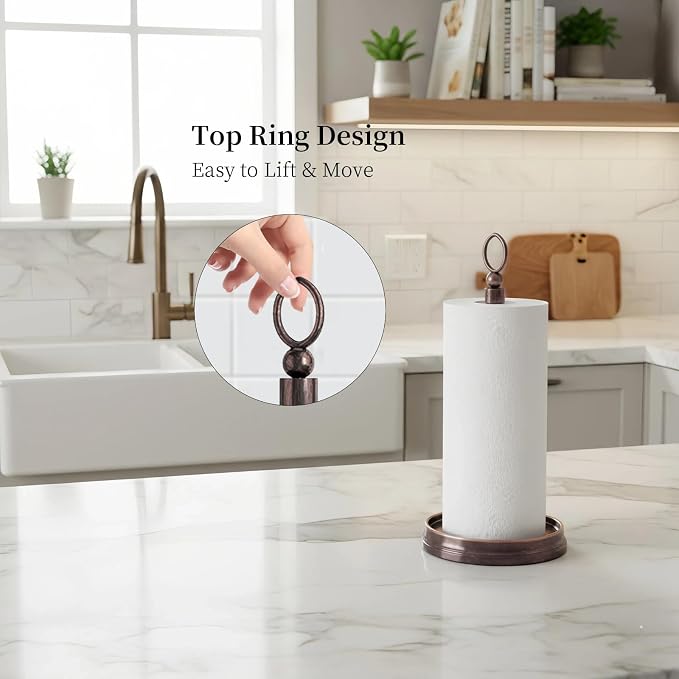 KASUNTO Paper Towel Holder Steel Paper Holder countertop，Black Paper Towel - Image 2