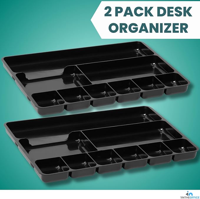 1InTheOffice Desk Drawer Organizer 9-compartment Drawer Tray Organizer - Image 7