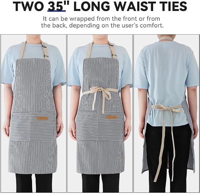 NLUS 2 Pack Kitchen Cooking Aprons, Adjustable Bib Soft Chef Apron - Image 5