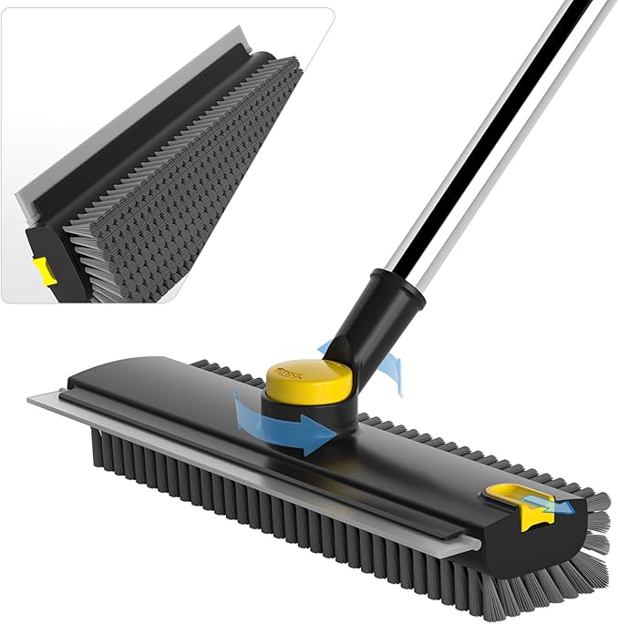 Scrub Brush with Long Handle, Floor Scrub Brush Squeegee Broom by DOLPLEAP