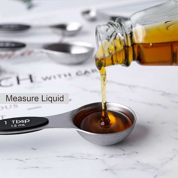 Magnetic Measuring Spoons Set of 7 Stainless Steel Dual Sided Teaspoon - Image 3