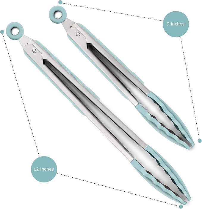 2 Pack Silicone Kitchen Tongs – 9" & 12" Set, Heat Resistant up to 500°F - Image 3