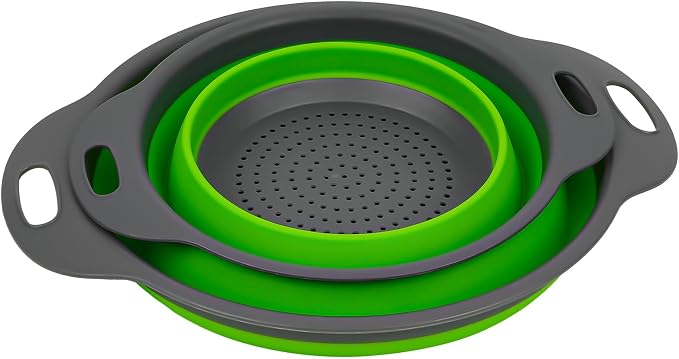 AUAUY 2 Pack Collapsible Colander Set, Round Silicone Folding Collapsible - Image 9