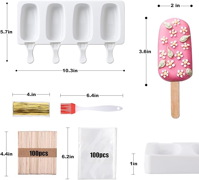 Juome Cake Pop Mold Kit, 2 Pack 8 Cavities Cakesicle Molds Silicone - Image 5