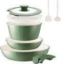 BECIGAR 8PCS Ceramic Cookware, Nonstick Ceramic Pan, Removable Handle Pots and by BecigarCookware