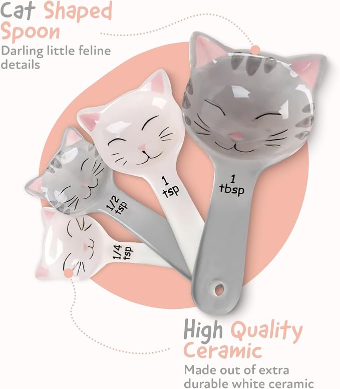 Cat Shaped Ceramic Measuring Spoons - Image 3