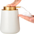 Enra Foaming Soap Dispenser, 12 oz Beige Ceramic Modern Foam Hand Soap Dispenser by Enra