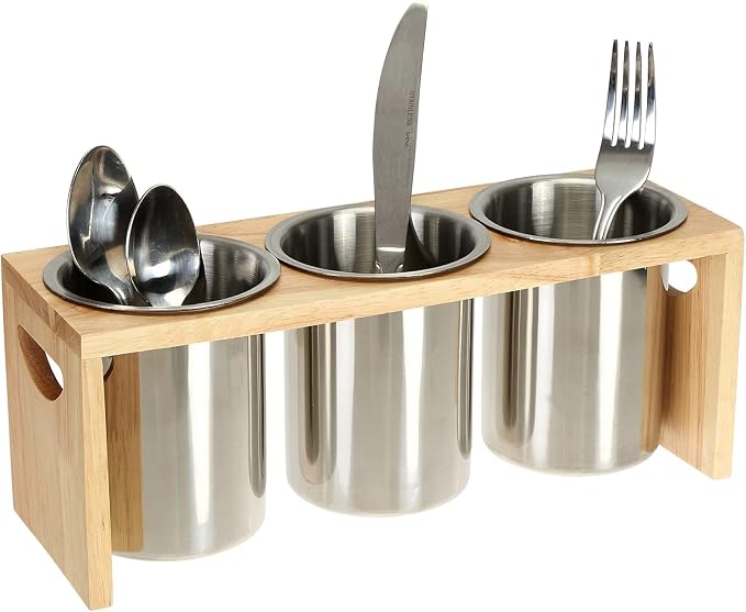 ZOOFOX 3 Pack Silverware Holder, Stainless Steel Utensil Organizer by zoofox