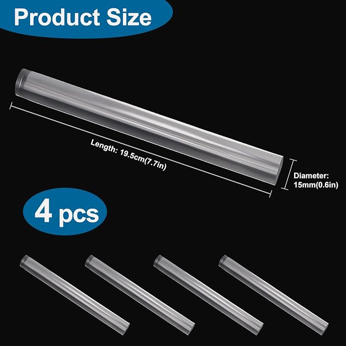 4pcs Acrylic Clay Roller, Plastic Clear Round Tube Roller Pin Polymer Clay Tools - Image 2