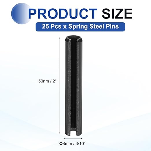 MECCANIXITY 25Pcs Slotted Split Roll Pins 3/10 Inch Dia. 2 Inch Length 65Mn - Image 2