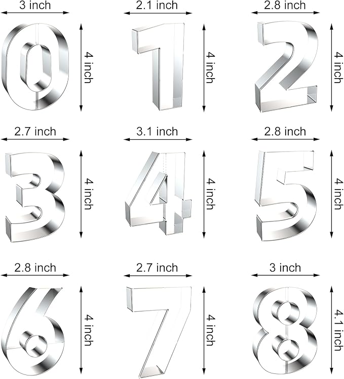 4 Inch Number Cookie Cutter Set - Image 2