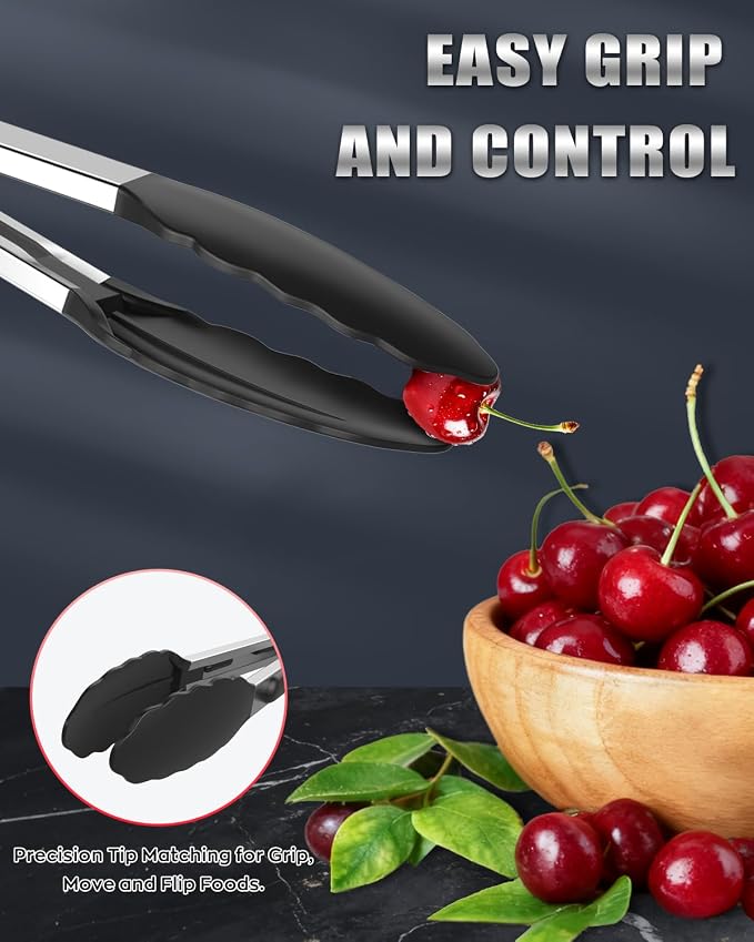 600ºF Heat Resistant Kitchen Tongs, Premium Locking Cooking Tongs - Image 6