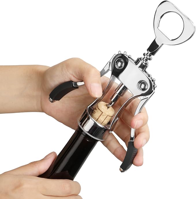 KORCCI Wine Opener, Heavy-Duty Zinc Alloy Wing Corkscrew, Premium Beer Bottle - Image 7
