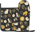 Cute Cats Flowers Garden Silicone Oven Mitts Pan Mats Set of 2, Heat Resistant by Cayiibe