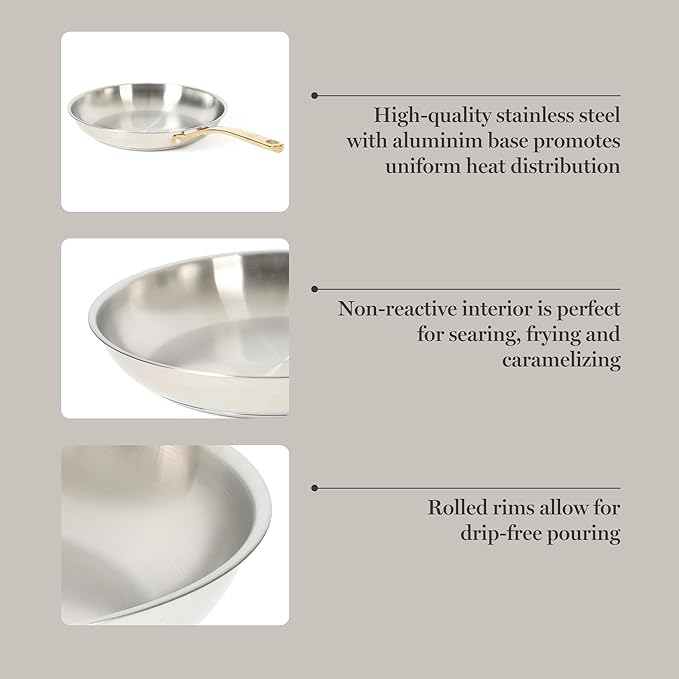 Martha Stewart Castelle 12-Inch Stainless Steel Frying Pan - Image 4