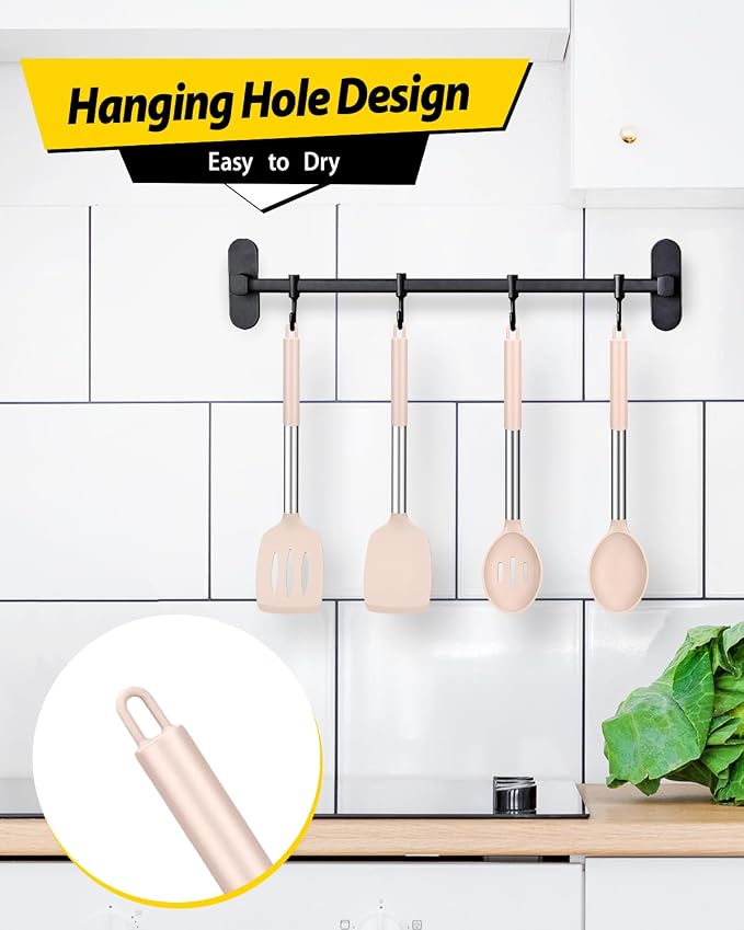 Pack of 4 Silicone Cooking Utensils Set, Non Stick Large Solid Spatulas - Image 6