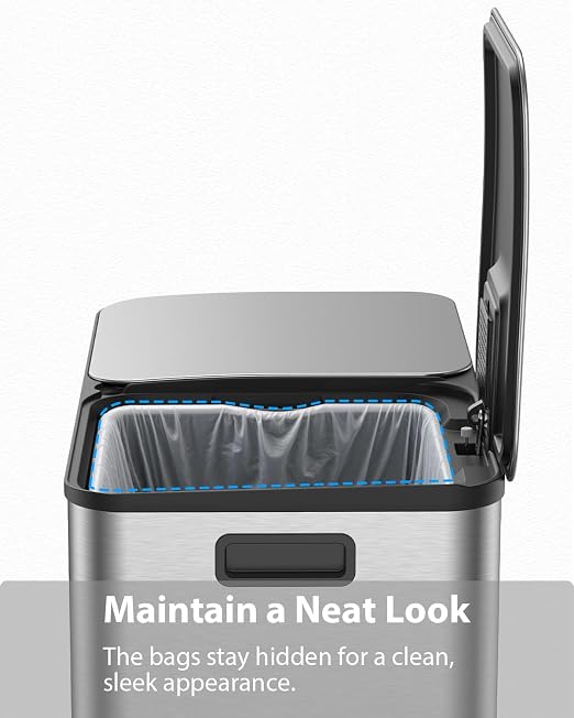 Dual Trash and Recycling Bins for Kitchen, 2×13 Gallon Stainless Steel Trash - Image 7
