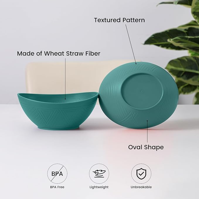 Wheat Straw Cereal Bowls Set of 4, Plastic Bowls Reusable 26 OZ, Unbreakable - Image 3