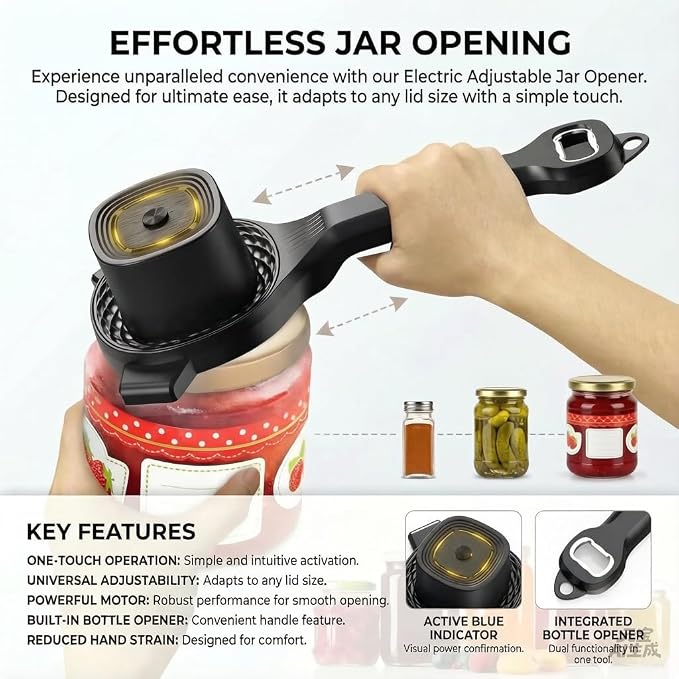 Electric Jar Opener, Bottle Opener, Smoothly Electric Adjustable Design - Image 4