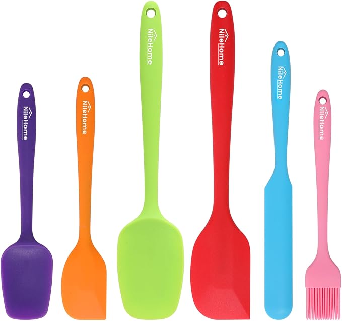 NileHome Silicone Spatula Set, 6 Pieces Food Grade Kitchen Utensils by NileHome