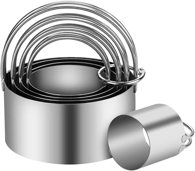 5 Pieces Cookie Cutters Round Cutters Stainless Steel Biscuit Cutter by KSPOWWIN