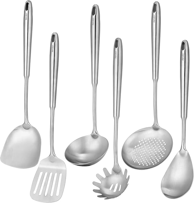 18/10 Stainless Steel Kitchen Utensils Set, Skimmer Spoon, Pasta Serve by Standcn