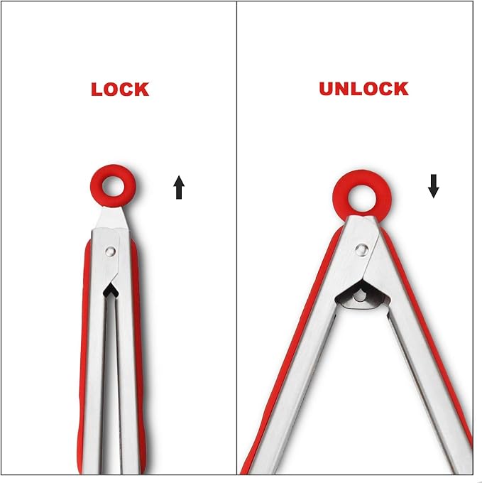 Premium 304 Stainless Steel Tongs Set – 12" Grill Tongs & 9" Cooking Tongs - Image 4