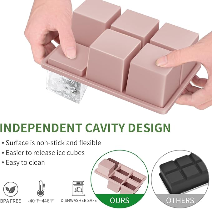 Large Ice Cube Tray for Whiskey: FDDBI Silicone Ice Cube Trays - Image 2